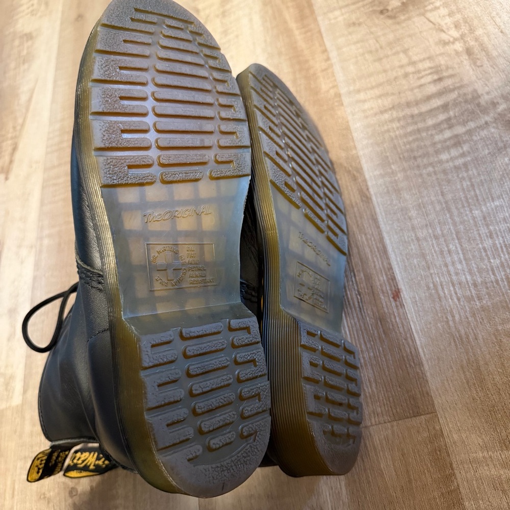 Dr. Martens Black Leather Lace-Up Boots with Yellow Stitching - Picture 8 of 9